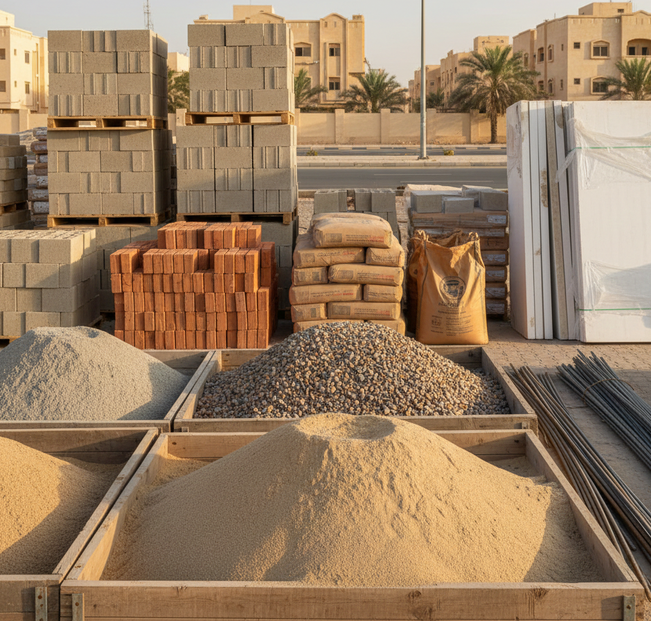 صورة مواد بناء بلوك وأسمنت